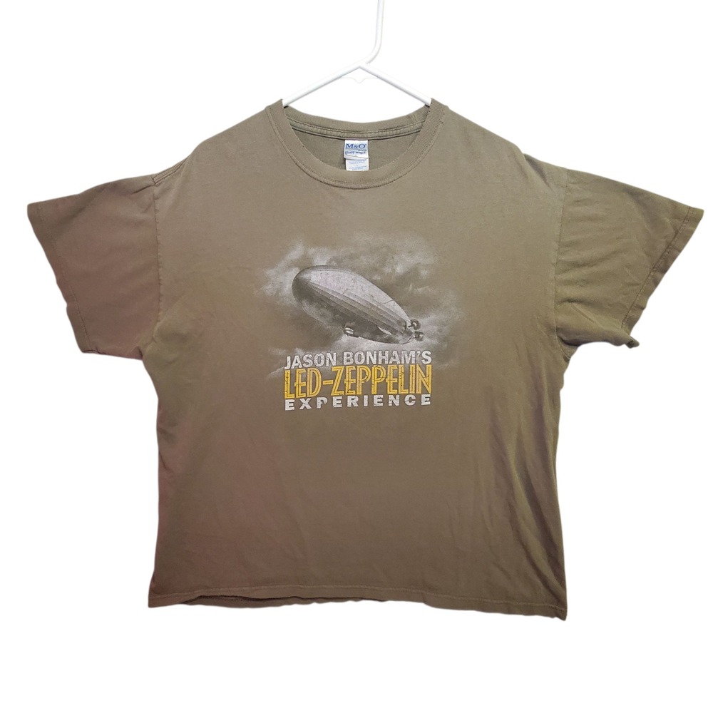 Led Zeppelin Jason Bonhams Experience Tour T Shirt Mens Large Green Blimp Tee